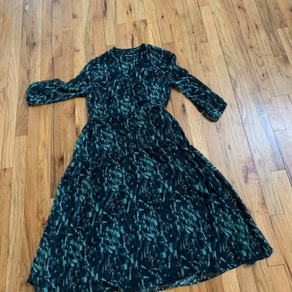 Whistles Green Patterned Midi Dress